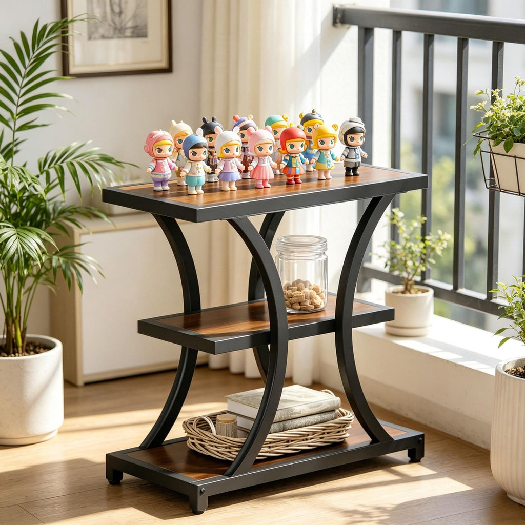 23.6 Inch Geometric 3-Tier End Table Nightstand Side Table - Modern Minimalist Design Coffee Table Living Room Decor