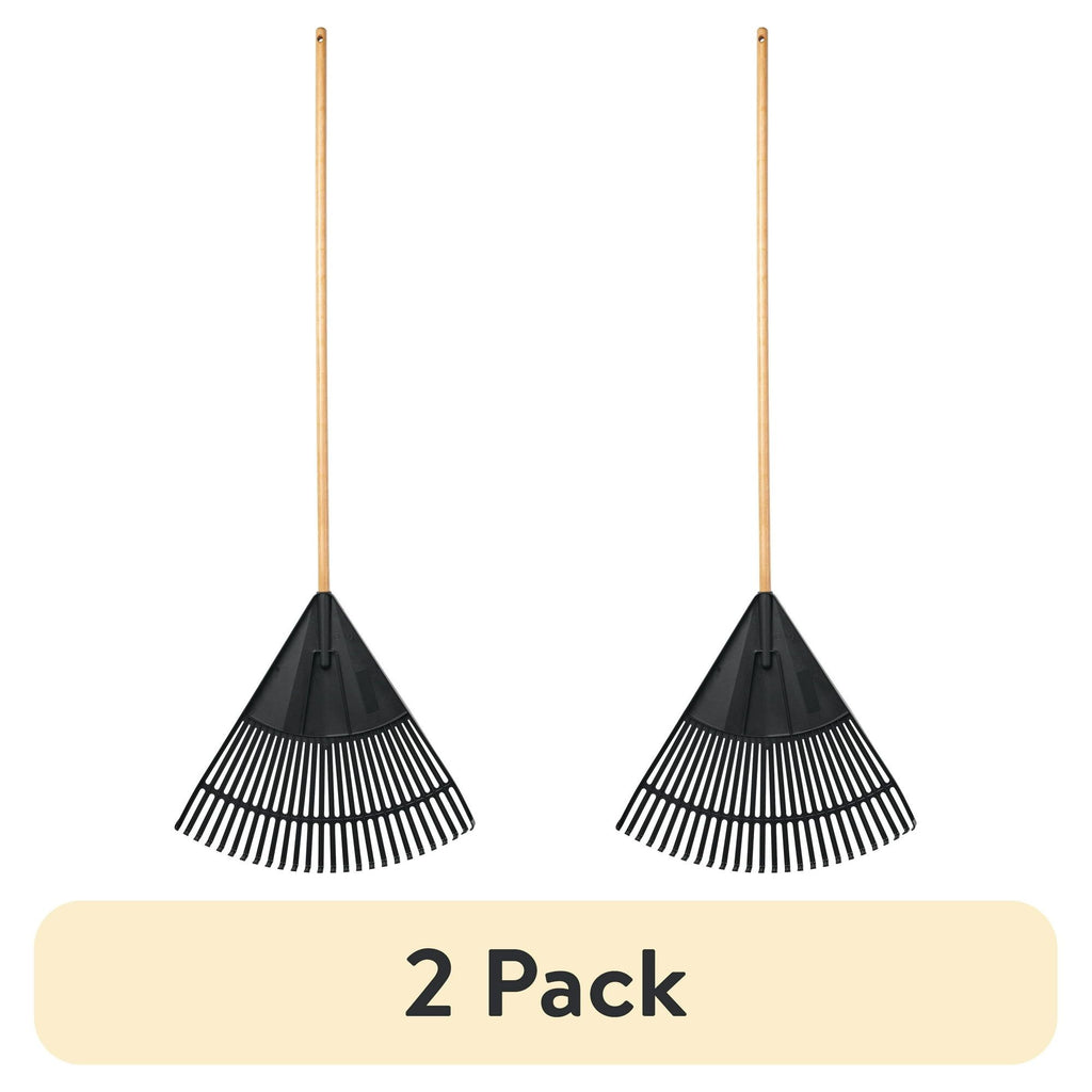 24-Inch Wood and Poly Leaf Rake – 2 Pack, Lightweight Garden Raking Tool