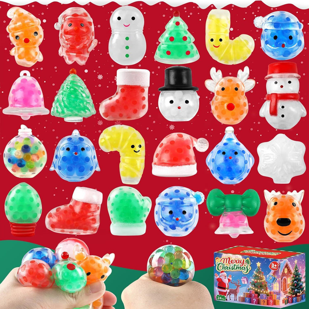24 Pack Christmas Stress Balls for Kids: Bulk Classroom for Students, Fun Christmas Party Favors, Stocking Stuffers & Goodie Bag Fillers