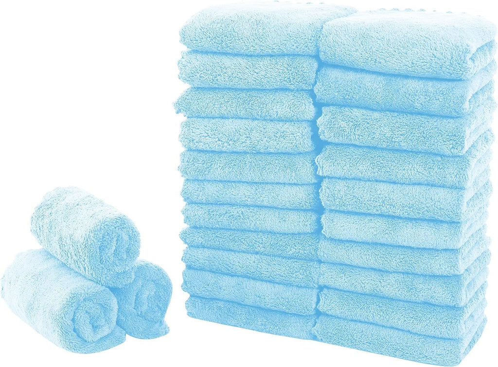 24 Pack Kitchen Dishcloths - Does Not Shed Fluff - Reusable Dish Towels, Dish Cloths, Super Absorbent Coral Fleece Cleaning Cloths, Fast Drying, 10 x 20 Inch (Aquamarine)