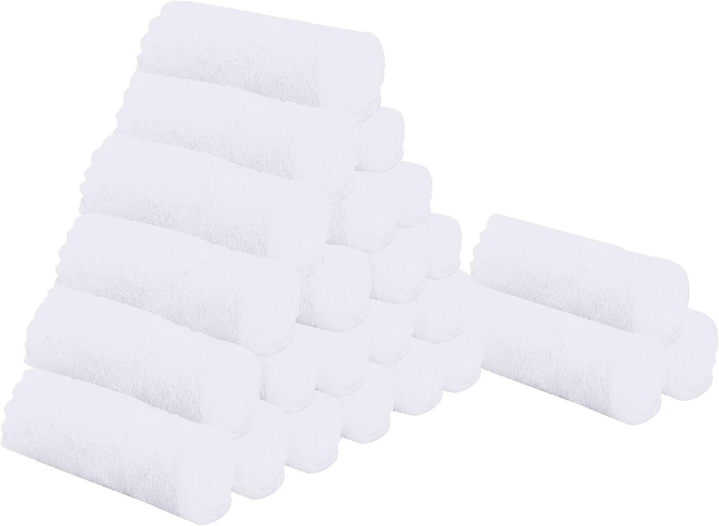 24 Pack Kitchen Dishcloths - Does Not Shed Fluff - Reusable Dish Towels, Dish Cloths, Super Absorbent Coral Fleece Cleaning Cloths, Nonstick Oil Washable Fast Drying, 10 x 10 Inch (White)