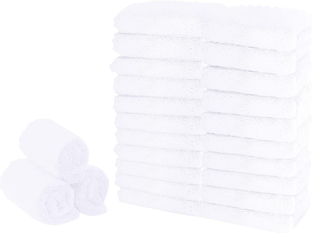 24 Pack Kitchen Dishcloths - Does Not Shed Fluff - Reusable Dish Towels, Dish Cloths, Super Absorbent Coral Fleece Cleaning Cloths, Nonstick Oil Washable Fast Drying, 10 x 20 Inch (White)