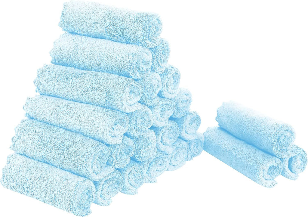 24 Pack Kitchen Dishcloths - Does Not Shed Fluff - Reusable Dish Towels, Dish Cloths, Super Absorbent Coral Fleece Cleaning Cloths, Washable Fast Drying, 10 x 10 Inch (Aquamarine)