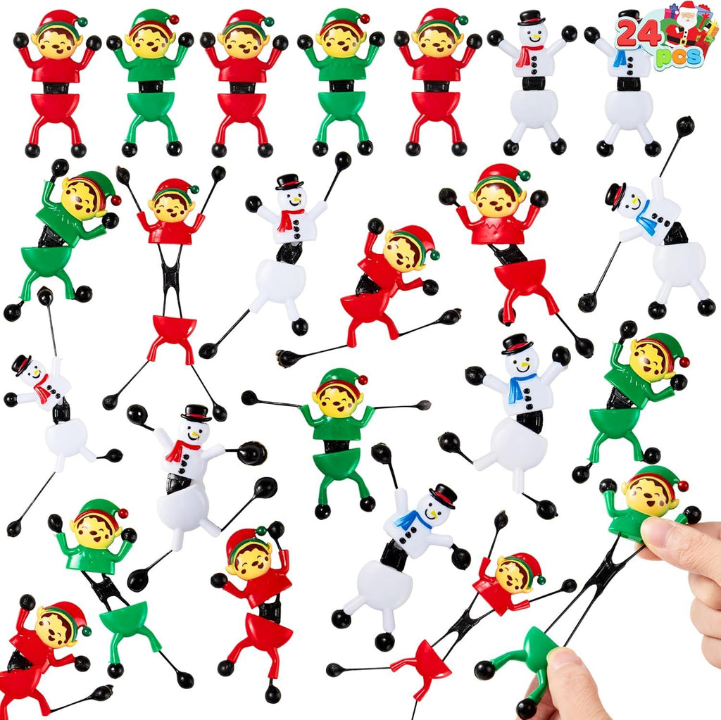 24 PCS Christmas Climbing Man Stretchy Toys, 4 Designs Sticky Hand Climbers and Window Climber for Kids Gift, Xmas Party Favors, Goodie Bag Stuffers, Sticky Stretchy Toys