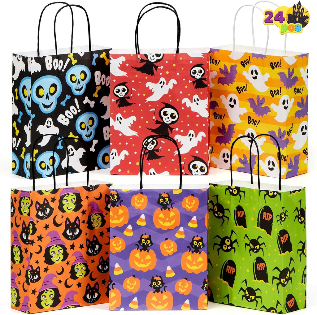 24 Pcs Halloween Paper Goodie Bags with Handles