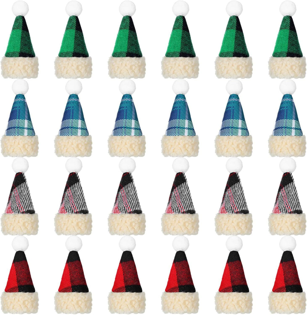 24 Pcs Mini Santa Hats for Crafts Small Christmas Knit Hat Tiny Snowman Hats Wine Bottle Cover Holder Santa