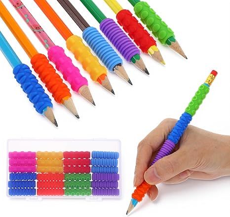 24 Pcs Pens Grip Sensory Fidget Tools Pen Grips for Handwriting Textured Silicone Mechanical Pencil Holder Cushion Finger Grip Pen Grips Sensory Fidget ADHD Tools
