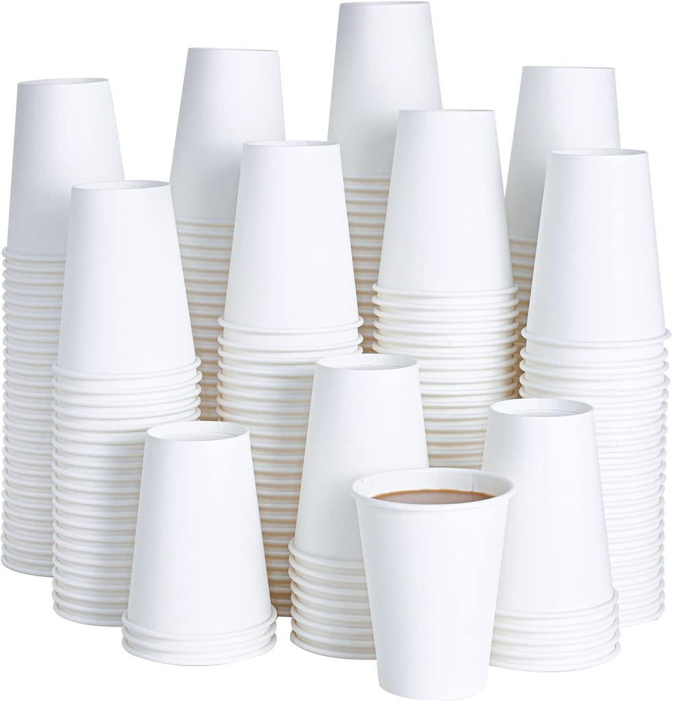 240 Pack 12 oz Disposable Paper Coffee Cup, White Paper Hot Coffee Cups, Suitable for Party, Picnic, Travel, and Events