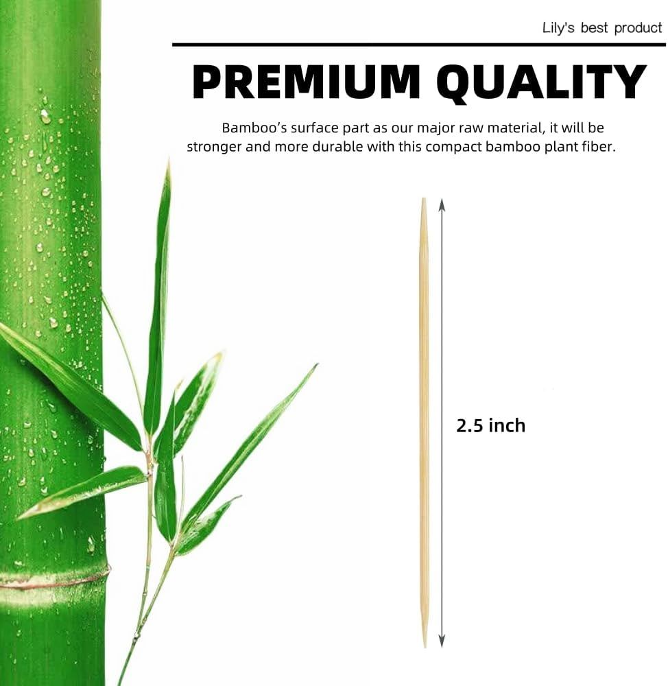 2400 Count Bamboo Toothpicks Skewers For Appetizer,Olive,Barbecue,Fruit,Cocktail,Teeth Cleaning,Double-Points Wooden Toothpick.