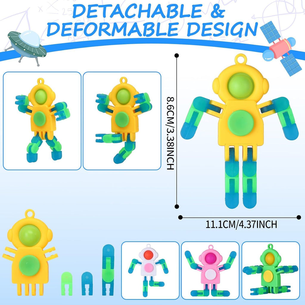 24Pcs Pop Fidget Spinners Bulk - Deformable Astronaut Fidget Spinner Keychain Robot Gyro Fidget Spinner for Kids Adults Glow in The Dark Sensory Toys Easter Party Favors Classroom Prizes