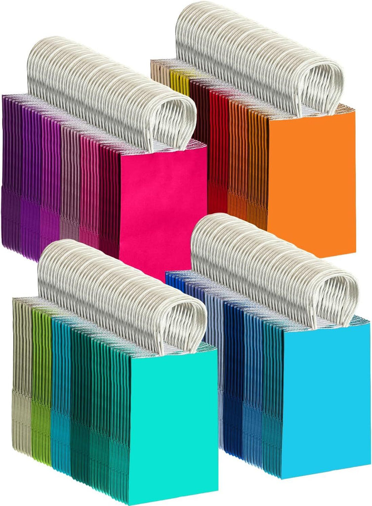24Pcs Small Gift Paper Bag with Handles Bulk - 8.3"x6"x3. 15" Rainbow Party Bags - Mulit Color