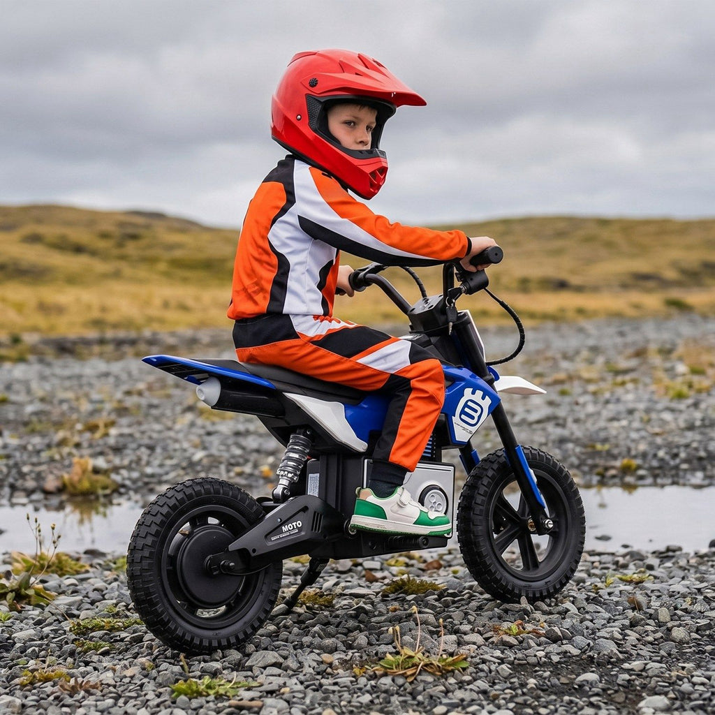 24V Kids Electric Motocross Ride On Motorcycle, 200W High Speed Hub Motor Dirt Bike Toy with Rear Shock Absorber, Adjustable Speed, LED Breathing Light & Wireless Music for Kids Ages 5-12