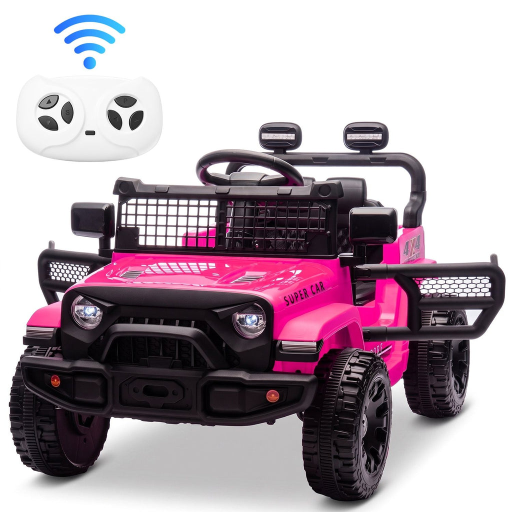 24V Kids Ride On Car with 2.4G Parent Remote Control, 4WD Electric Ride On Truck with Dual 80W Motors, Four-Wheel Suspension, LED Headlights, Wireless