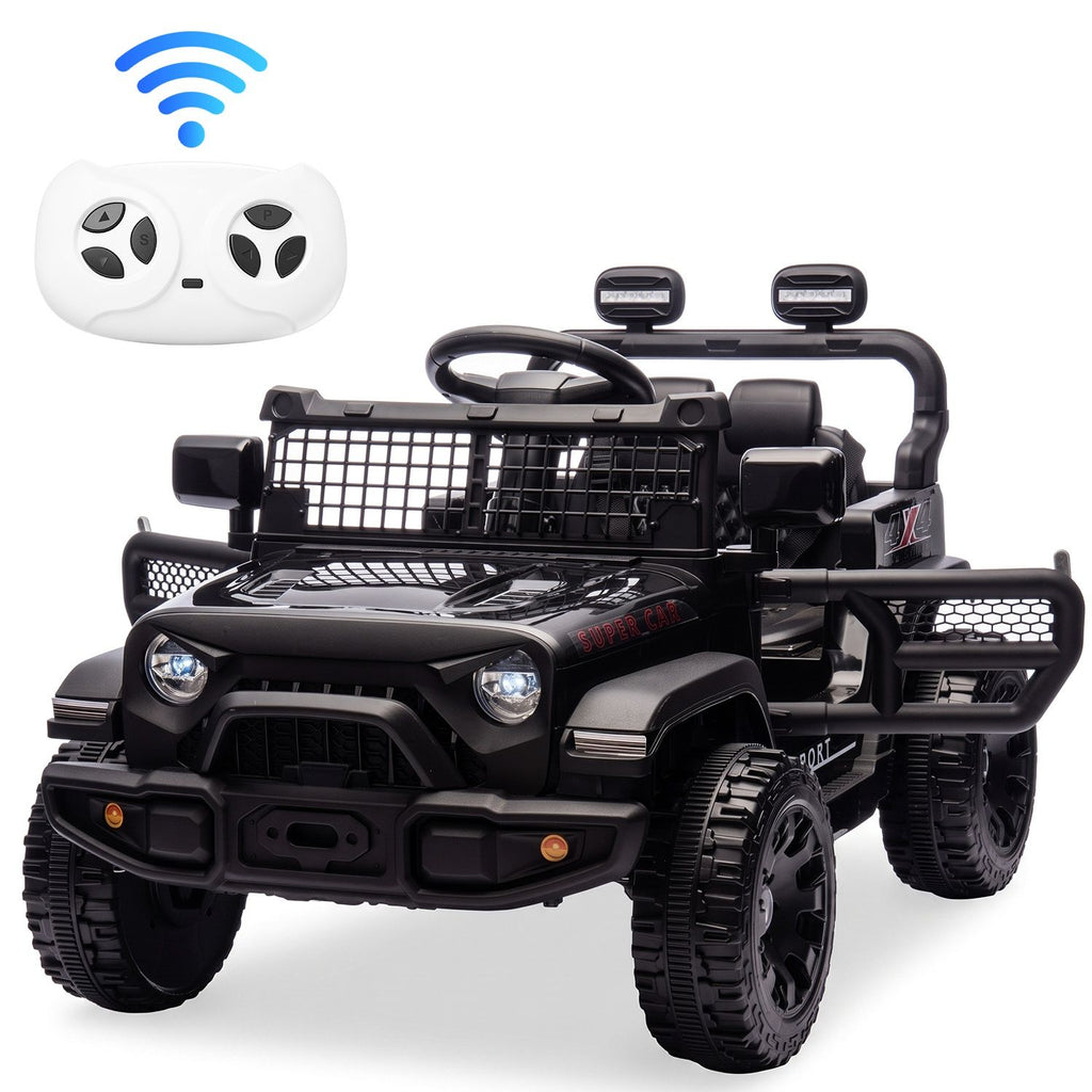 24V Kids Ride On Car with 2.4G Parent Remote Control, 4WD Electric Ride On Truck with Dual 80W Motors, Four-Wheel Suspension, LED Headlights, Wireless
