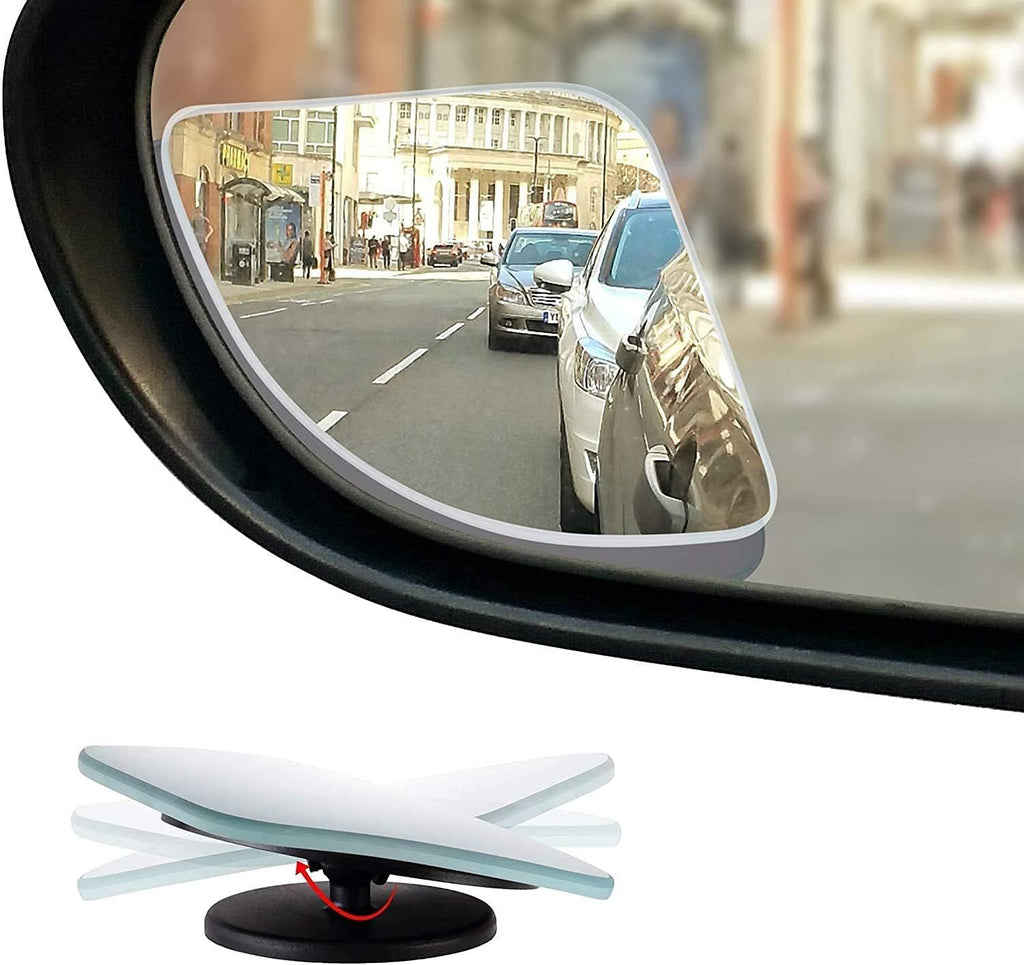 2.5-Inch Fan-Shaped Blind Spot Mirrors for Cars, Universal Fit, HD Convex Wide Angle, Stick-On Frameless Side Mirror Blindspot, Adjustable Design Blind Spot Mirrors 2-Pack