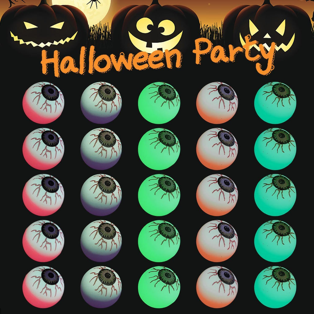 25 Pcs Halloween Bouncy Balls, Glow in the Dark Eyeball Ping Pong Ball Bouncing Balls Halloween Party Favors Non-Candy Treats Goodie Bag Stuffers