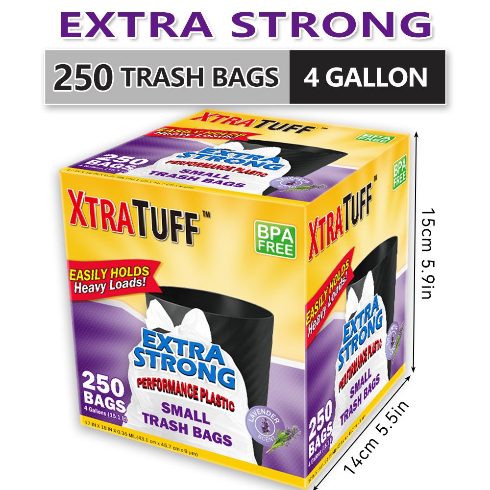 250 Bags 4 Gallon Disposable Large Garbage Puncture Tear Resistant Trash Bags, 33 Gallon Capacity, Large Multipurpose Cleaning Supplies For Industrial, Garden, Home, And Commercial Use - Durable,