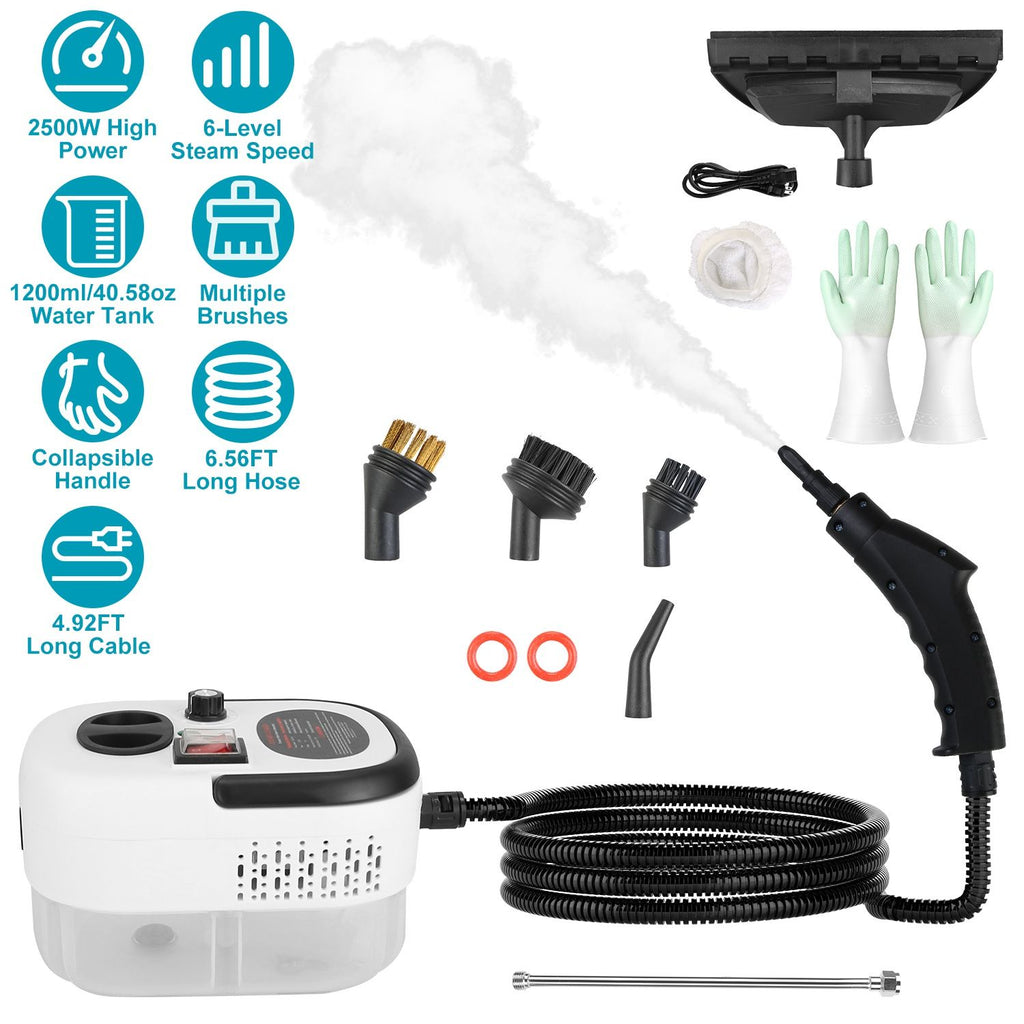 2500W Handheld Steamer Cleaner Multifunctional Little Steamer Powerful High Temp Steam Clean Machine for Cleaning Car Detailing Couch Floor Tile Microwave Mattress Bed Bugs Windows