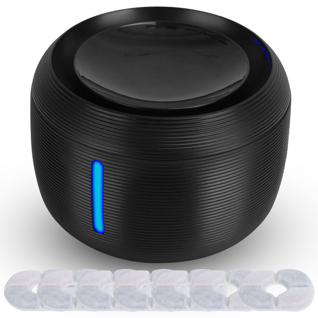 2.5L 84.54OZ Pet Water Fountain Smart Pet Drinking Fountain with LED Light 7 Pack Replaceable Filters Water Level Quiet Pump Dry-Run Protection Cat Dog