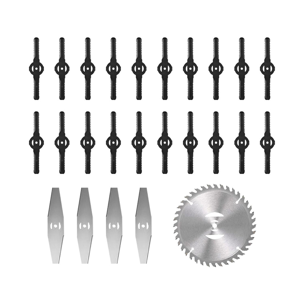 25Pcs Trimmer Blades Head Replacement Set 1Pc 5.91' Alloy Blade 4Pcs 5.71' Stainless Steel Blades 20Pcs 5.31' Plastic Blades For Cordless Weed Trimmer Blade for Trimming Bush Pruning
