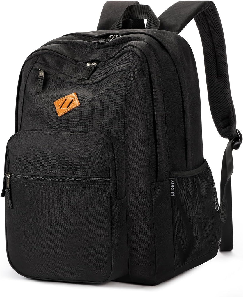 26L Black Backpack for College, and Travel: Water Resistant Bookbag