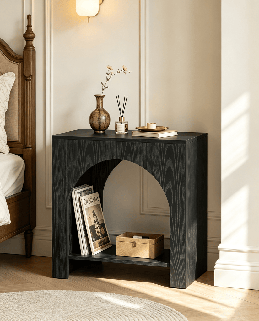 27" Farmhouse Nightstand Bedside Table with Storage - Country Chic Bedroom Furniture