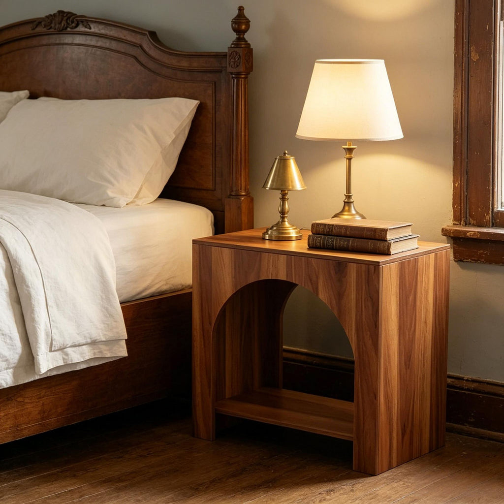 27" Farmhouse Nightstand Bedside Table with Storage - Country Chic Bedroom Furniture
