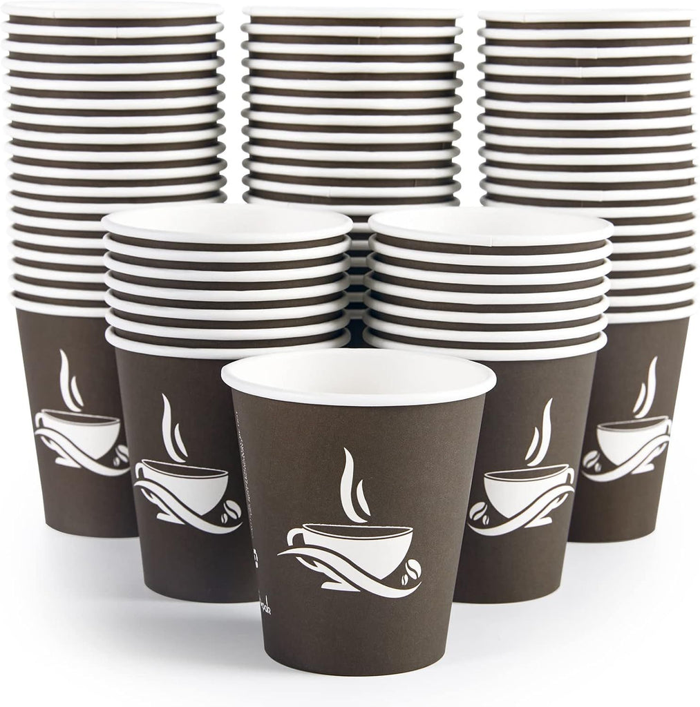 270 Pack 10 oz Paper Cups, Brown Disposable Hot Coffee Cups for Party, Picnic, Travel, and Events