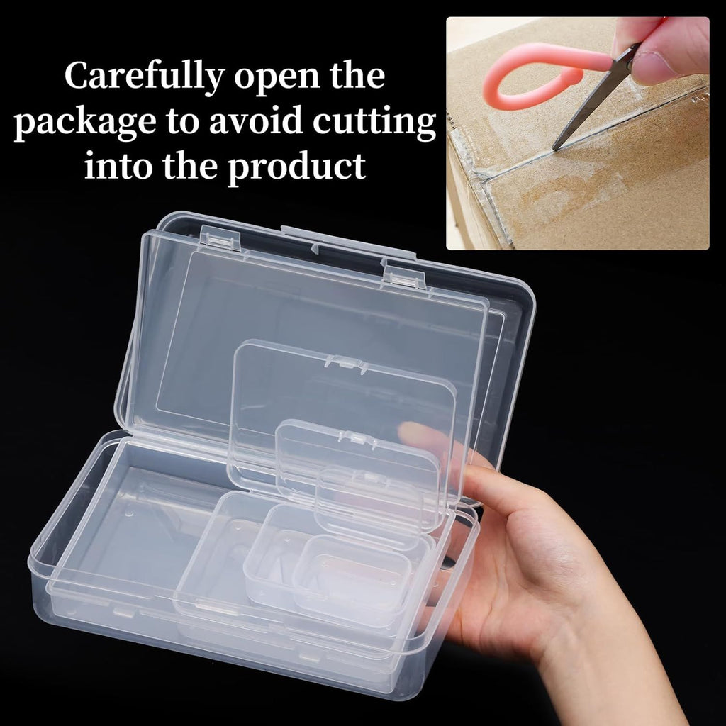 28 Pack Small Storage Containers Mixed Sizes Clear Plastic Boxes Craft Organizers Rectangular Bins with Lids for Small Items Bead Art Craft Jewelry Projects