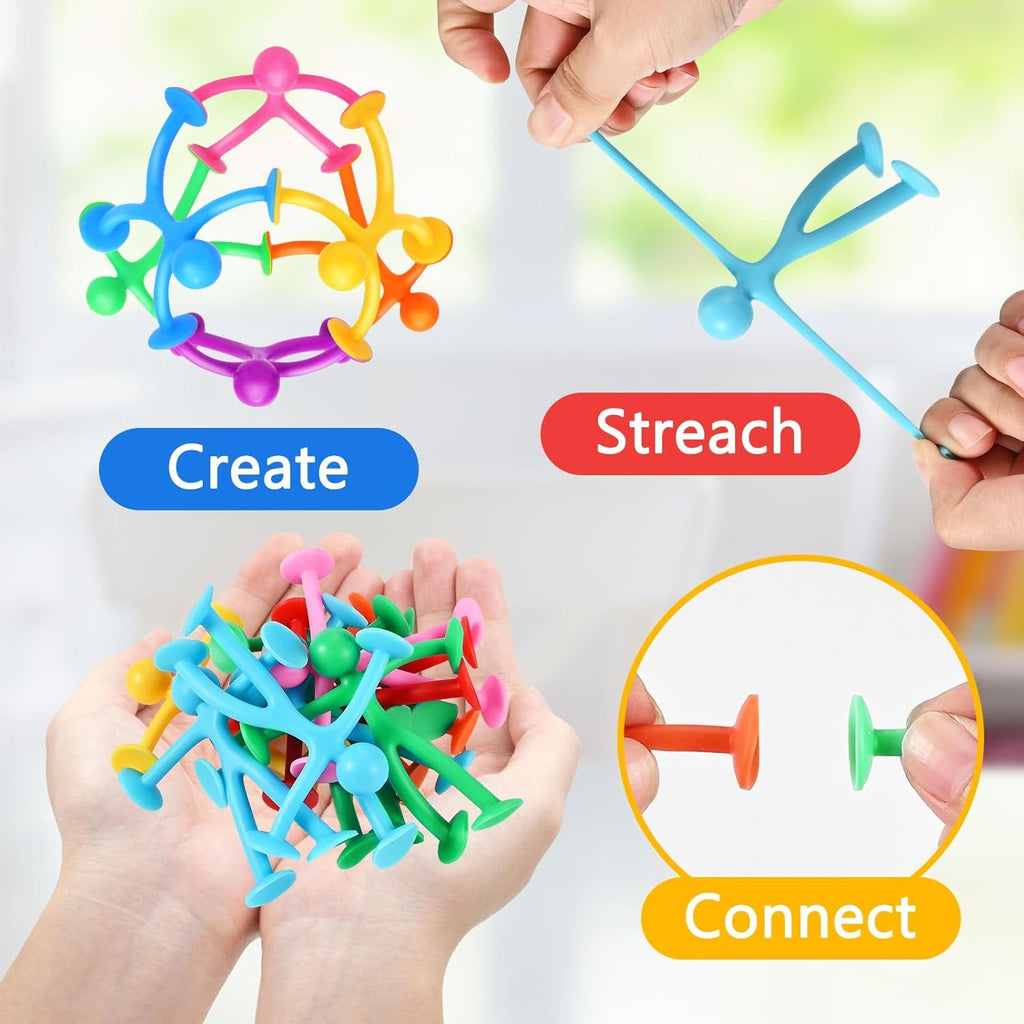 28 Pack Suction Cup Fidget Toys Sensory Set - Pop, Pull & Stick Travel Sensory Toys for Kids