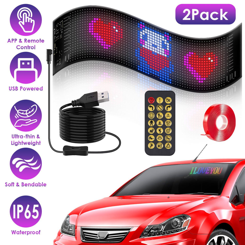 2Pack Devil Eyes Lights For Car Ultra-thin Programmable LED Car Signs with APP Remote Control DIY Design Text Patterns Animations GPCT5362