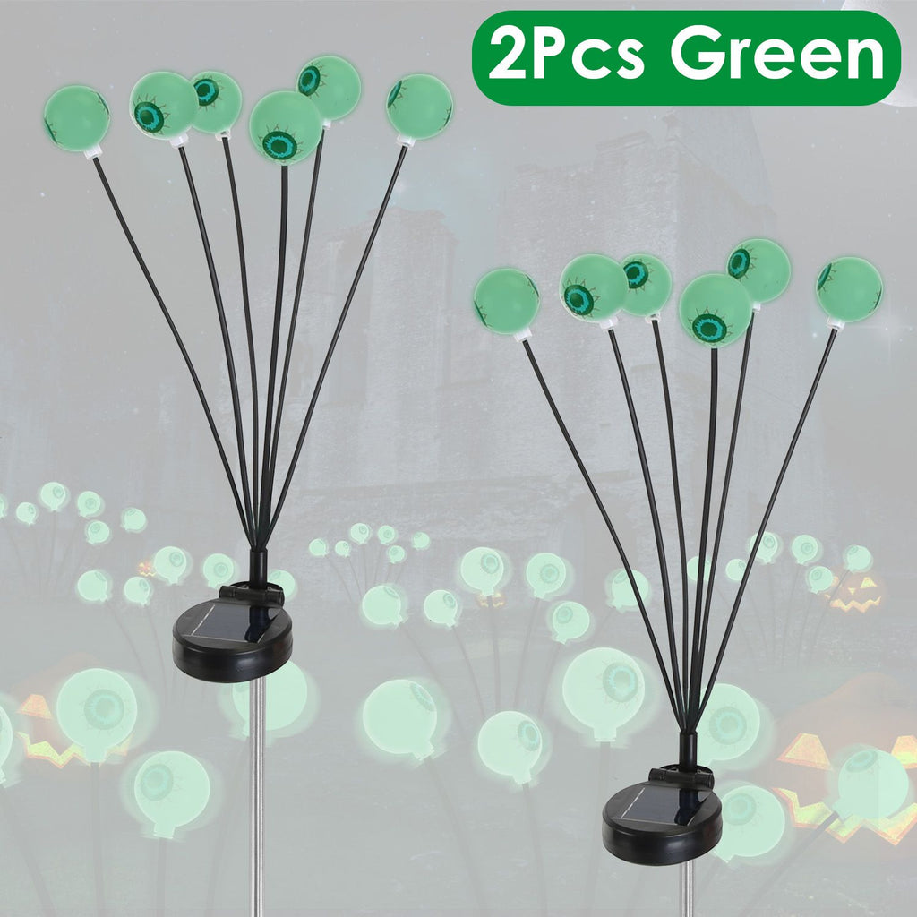 2Packs/4Packs Solar Scary Eyeballs Lights Outdoor Halloween Decoration Swaying Light Halloween Path Lights Ornaments with Total 12LED IP65 Waterproof for Yard Garden Patio Party Decor