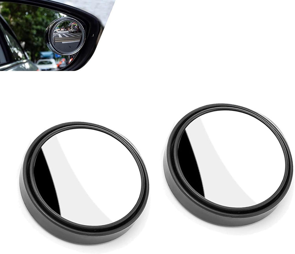 2PCS Blind Spot Mirrors, 2" Round Convex Wide Angle Glass, 360° Adjustable Blindspot Mirror with ABS Housing, Car Mirror Blind Spot Compatible with Most Sedans, SUVs, and Trucks(Black)