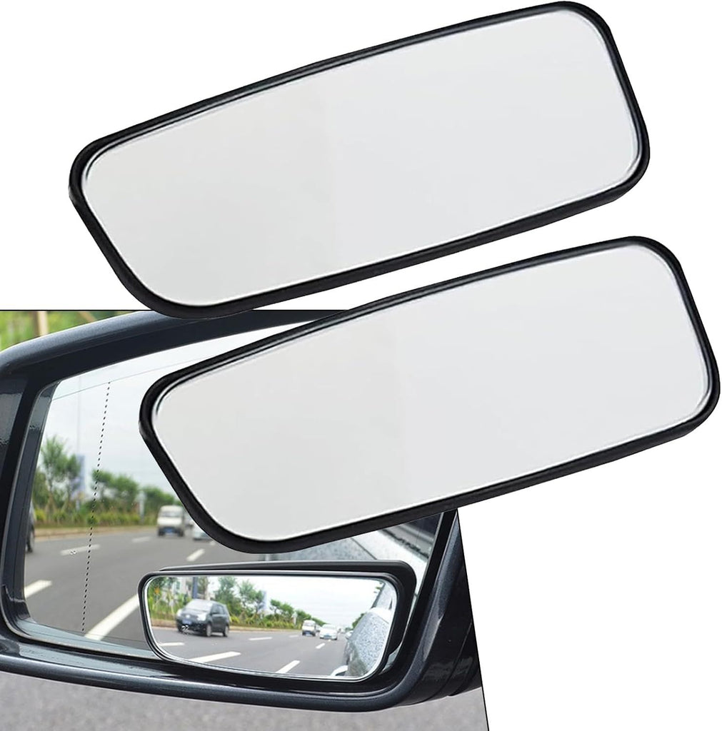 2PCS Blind Spot Mirrors, Rectangular Shaped HD Glass Convex Rear View Mirror with Adjustable Stick, Car Mirror Blind Spot Compatible with Most Sedans, SUVs, and Trucks(Black)