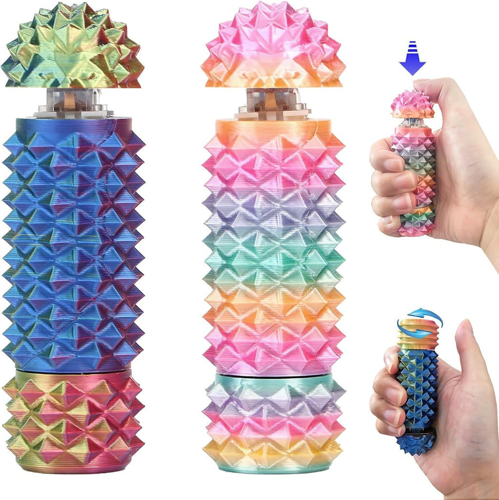 2Pcs Button Click, Spinners, Portable Stim Tool, Little Ouchies 3-in-1 Design for Anxiety Relief, Spiky Grippie Stim, 3D Printed Pain Stim Fidget, Pocket Fidget Toy Valentines Day Gift for Kids