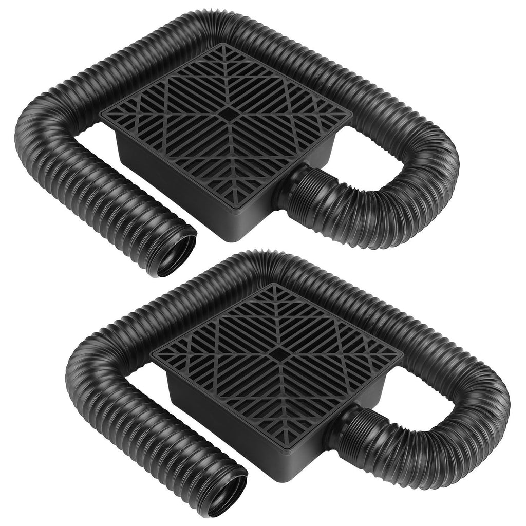 2Pcs Gutter Downspout Extension Low Profile No Deep Digging Catch Basin Downspout Extender with 4.9FT Flexible Extendable Hose For House Foundation Protection