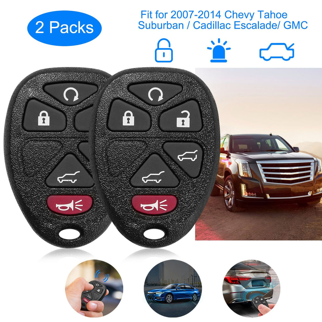2Pcs Keyless Entry Car Key Remote Key Fob Case Button Pad Replacement for TAHOE Chevy 2007-2014 OUC60270 OUC60221