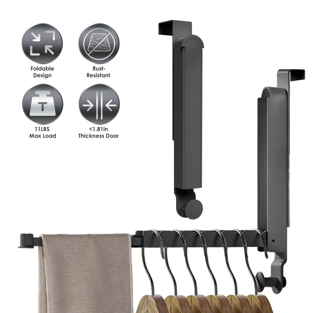 2Pcs Over The Door Hanger Hooks For Clothes Foldable Clothes Drying Rack For Laundry Coats Towels Portable Clothing Hanger Hook For 1.81In Thickness Door Maximum GPCT5397