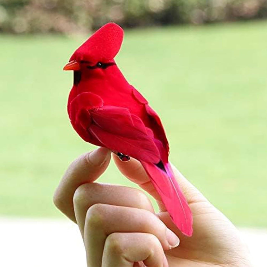 2pcs Red Bird Decor Artificial Red Cardinal Birds Artificial Birds Christmas Cardinal Birds for Tree Flower Floral Arrangements Yard Patio Wreath Designs