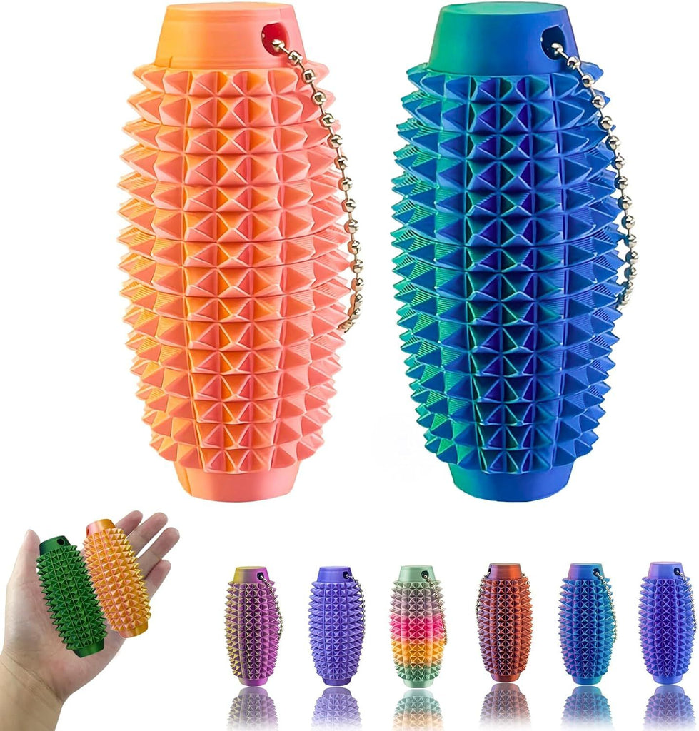 2PCS Upgrade Little Ouchies Pain Stim Fidget, 3D Printed Fidget Toys Anxiety Relief Items, Grippie Stim Keychain, Stim Toys for Autistic Adults, Hard Spiky Sensory Toys, Novelty Gifts for Friends