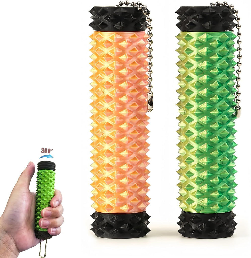 2Pcs Upgrade Little Pain Ouchies Pain Stim Fidget, 3D Printed Fidget Toys Anxiety Relief Items, Rotatable Grippie Stim Keychain, Stim Toys for Autistic Adults, Hard Spiky Sensory Toys, Novelty Gifts
