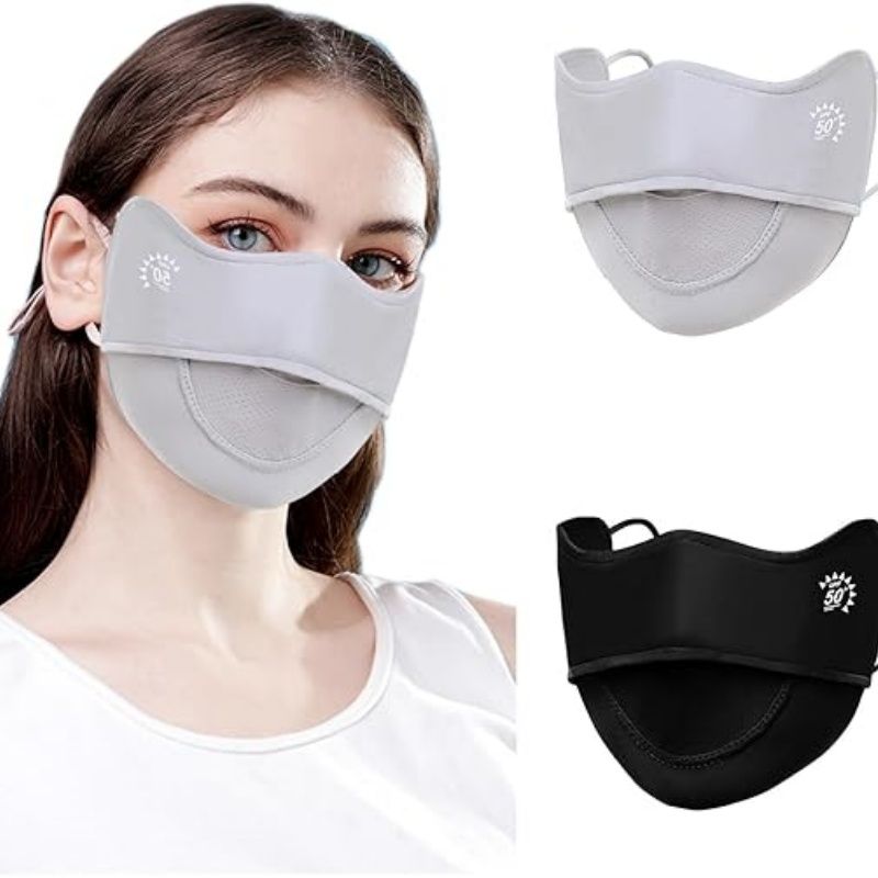 2Pcs UV Face Mask, Sun Masks for Women, Cooling Breathable Face Cover for Outdoors, Washable Reusable