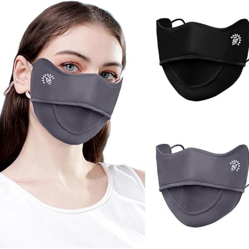 2Pcs UV Face Mask, Sun Masks for Women, Cooling Breathable Face Cover for Outdoors, Washable Reusable