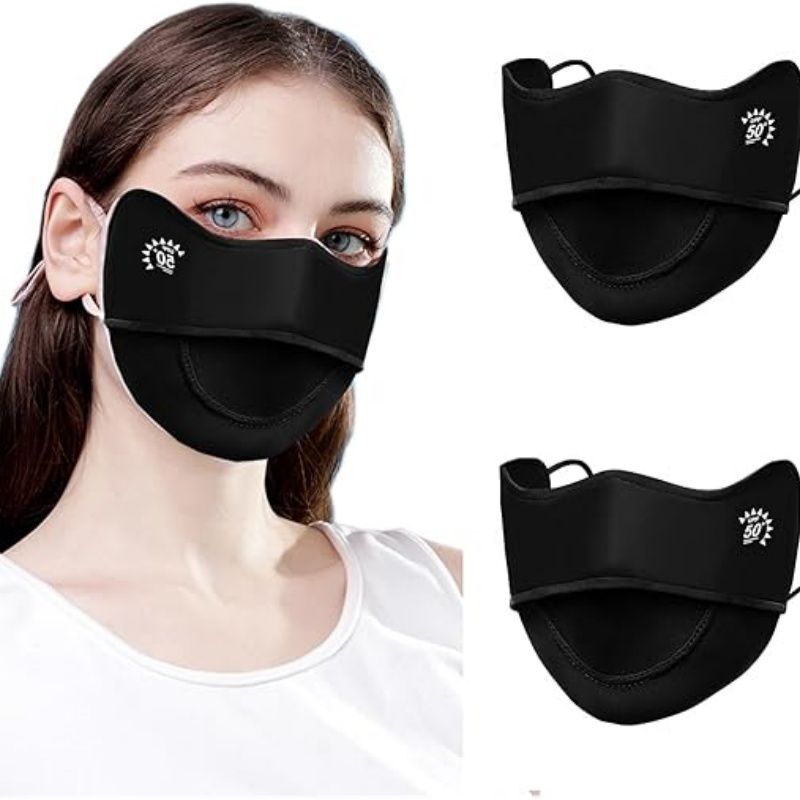 2Pcs UV Face Mask, Sun Masks for Women, Cooling Breathable Face Cover for Outdoors, Washable Reusable