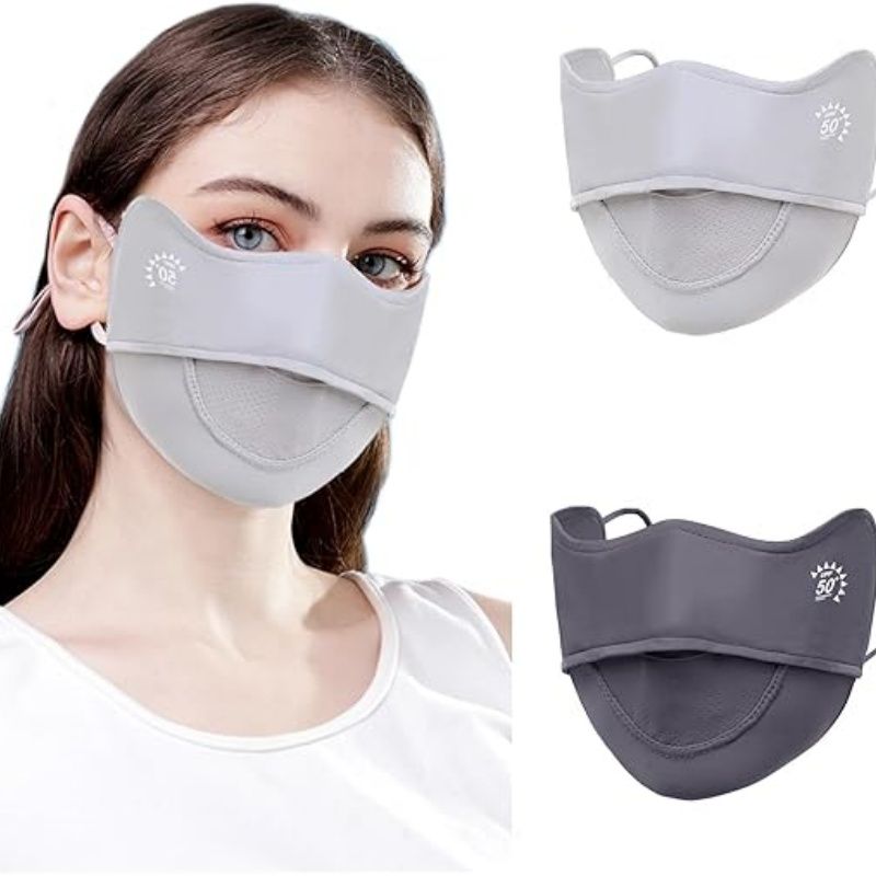 2Pcs UV Face Mask, Sun Masks for Women, Cooling Breathable Face Cover for Outdoors, Washable Reusable