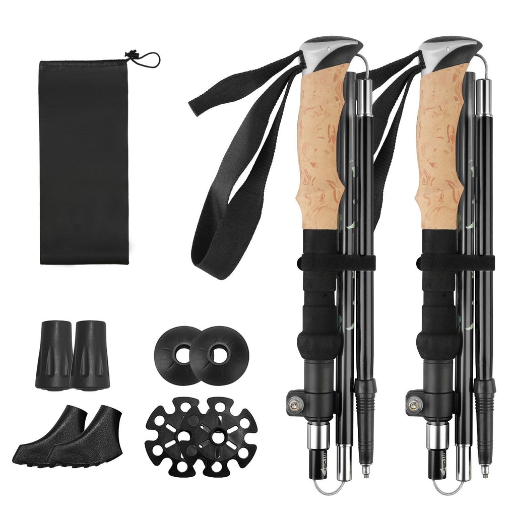 2Pcs Walking Sticks Collapsible Hiking Poles Folding Aluminum Trekking Poles Adjustable Hiking Sticks with EVA Foam Grips for Backpacking Hiking Mountain Climbing