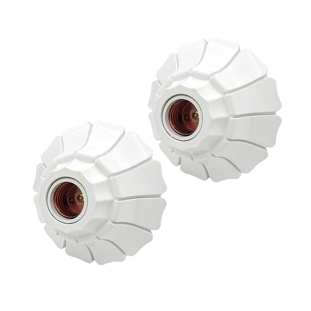 2pcs White/Black Round Plastic Light Socket Outlet Adapter, Bulb lamp Holder Suitable for Home Hallways & Passages (WT)