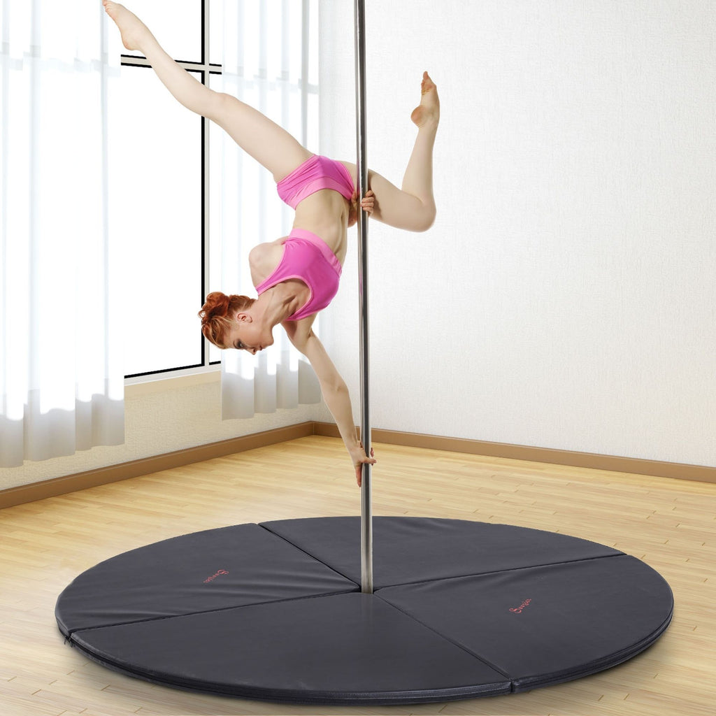 2"T x 5"W Foldable Dance Pole Crash Mat, Portable Round Pole Dance Mat, Lightweight and Foldable, Black