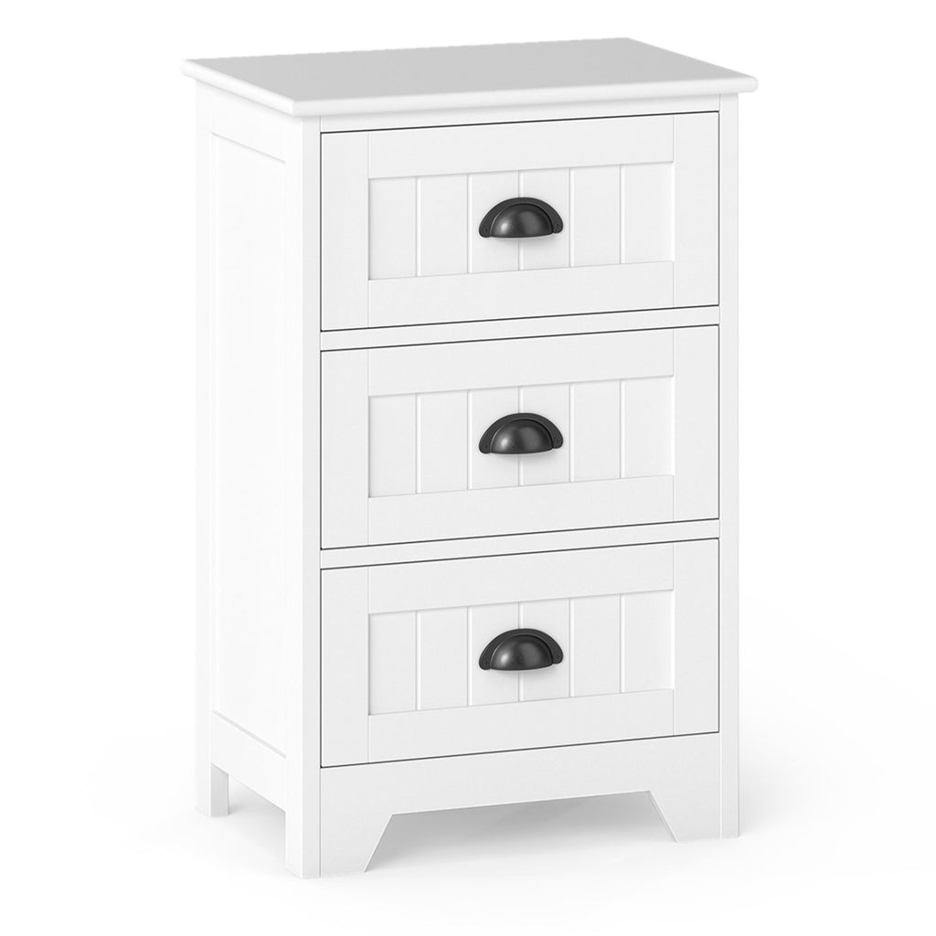 3-Drawer End Storage Wood Side Nightstand