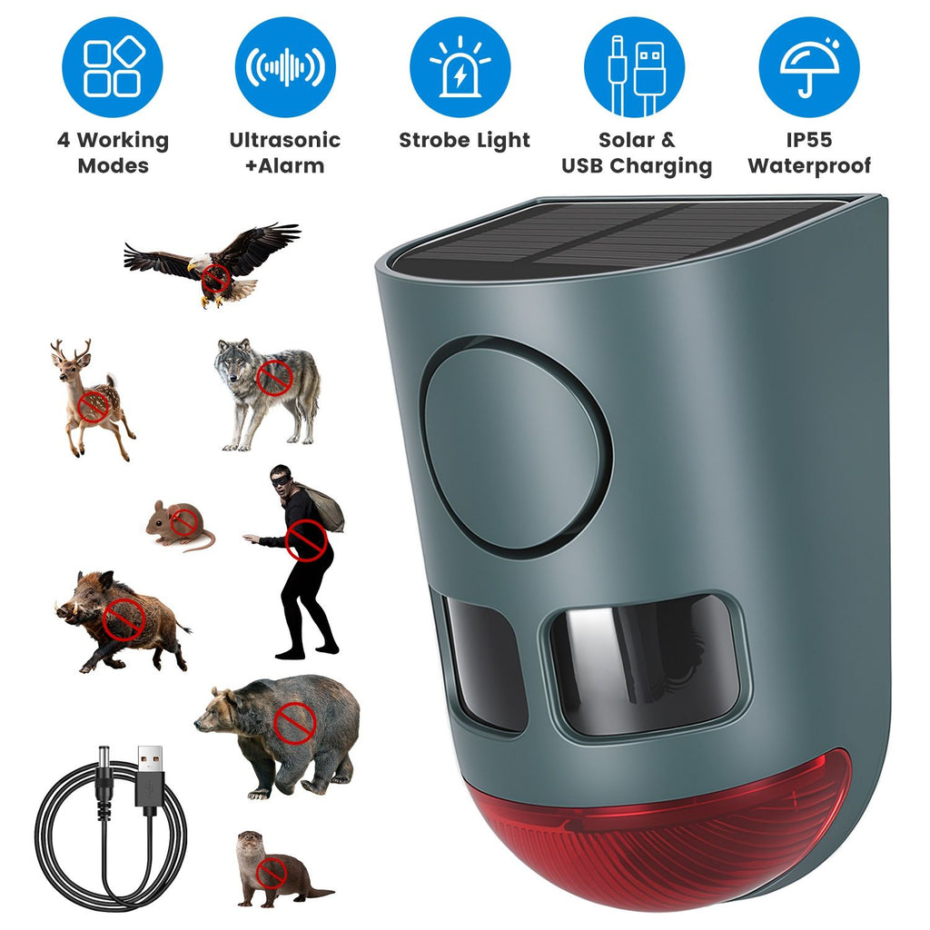 3-In-1 Ultrasonic Solar Animal Repeller Motion Activated Animal Repellent
